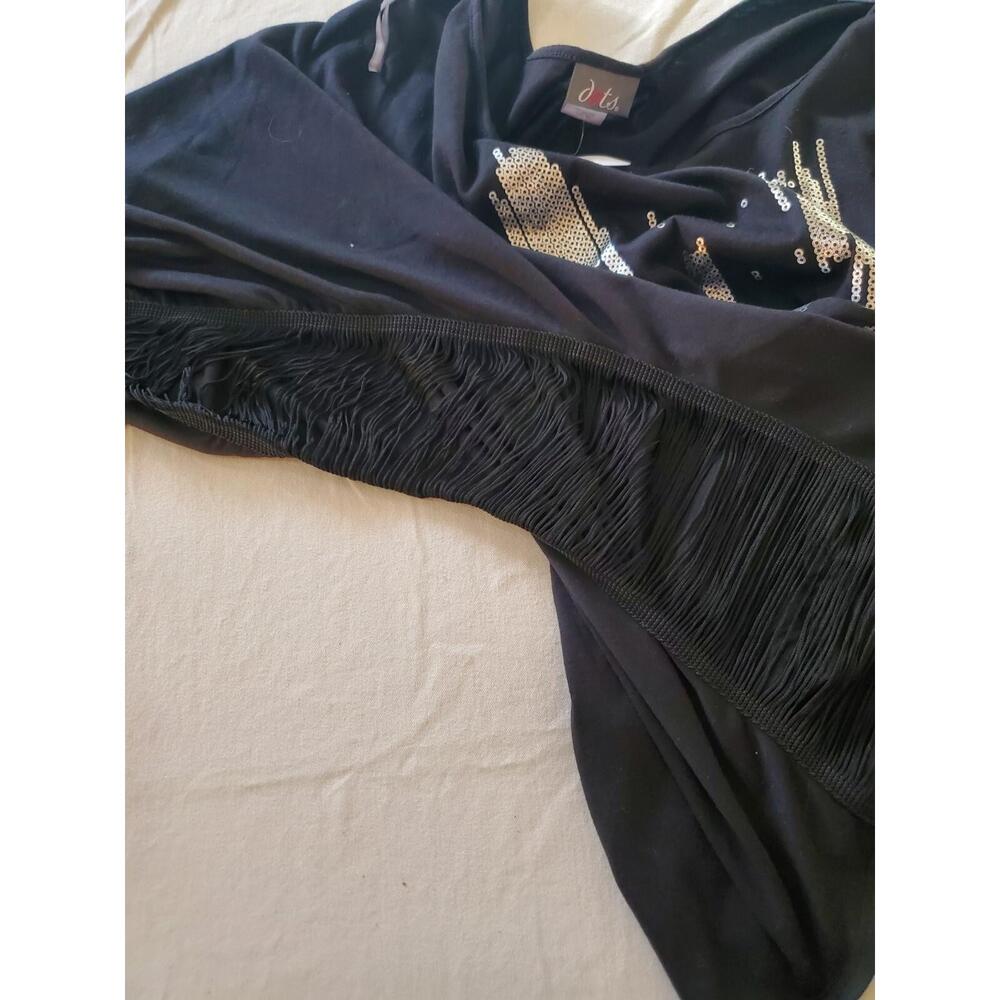 Dots Brand Womens L Black Top Fringe On The Sides - Picture 3 of 10